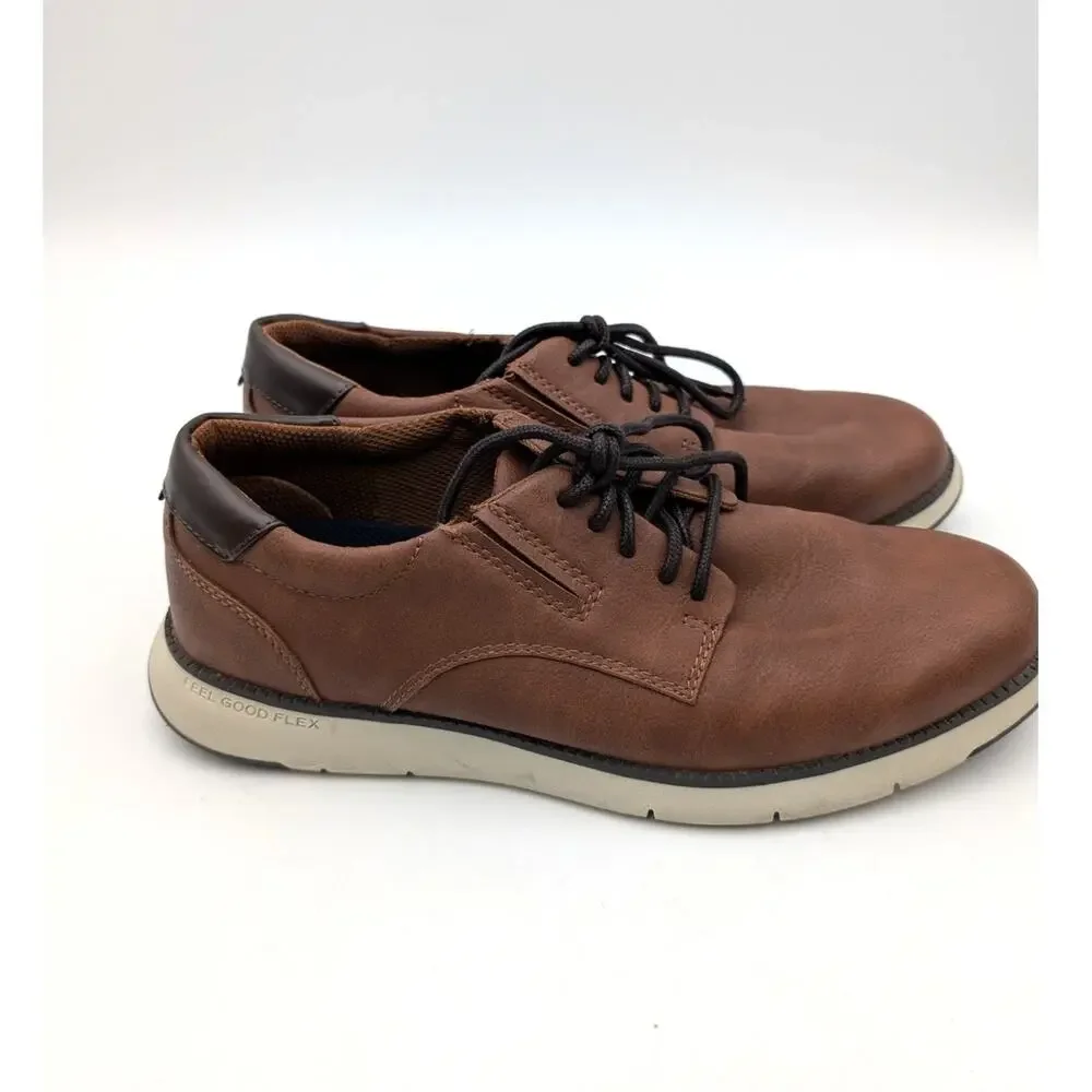 Dr. Scholl's Synergy Plain Toe Derby Shoes Men's Dark Tan Size US10M EU44